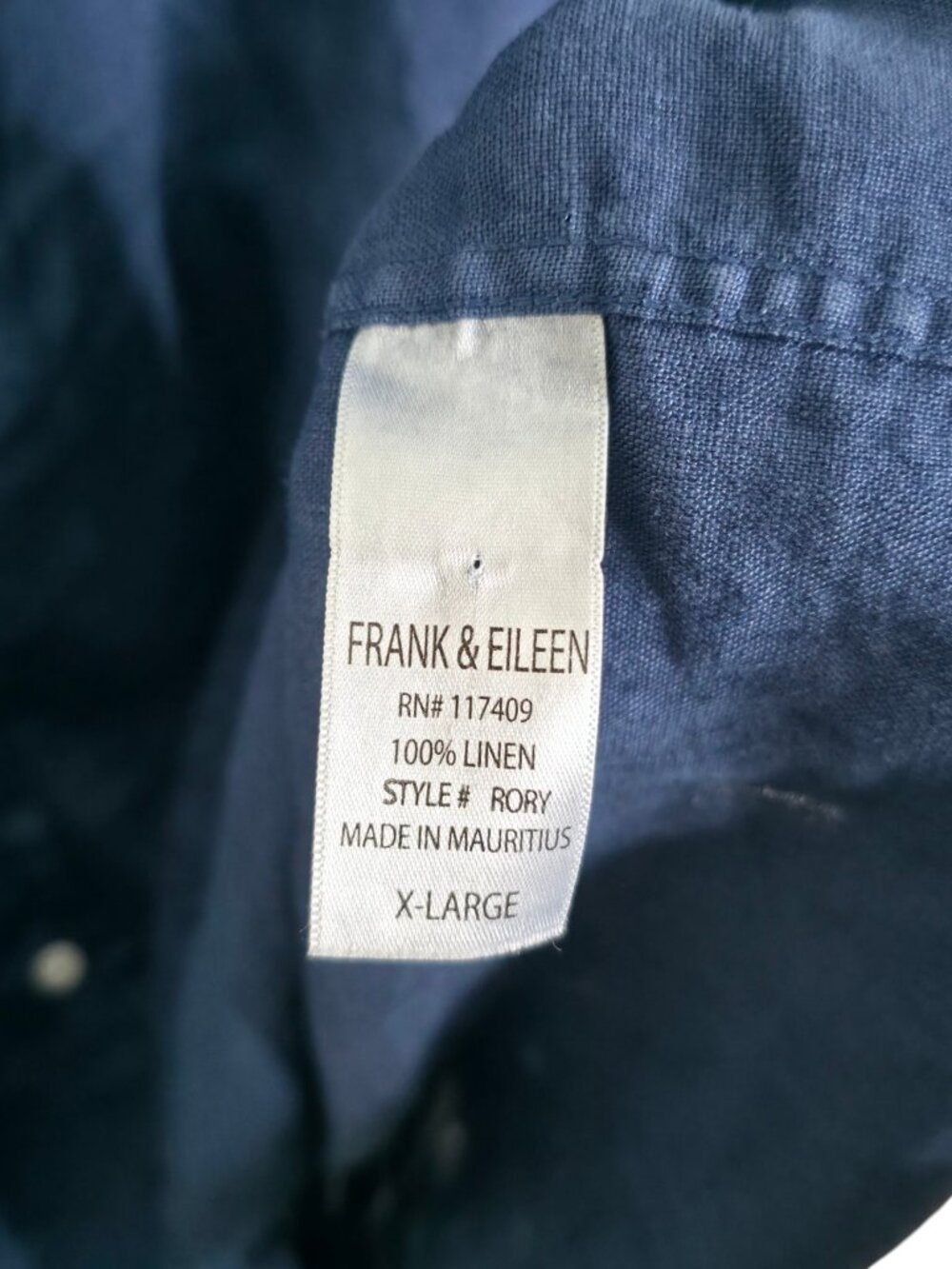 Frank & Eileen Rory Dress Navy Blue Washed Linen Maxi Shirtdress Size XL - Picture 9 of 10